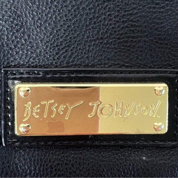 Betsey Johnson Satchel/Shoulder Bag Black Multi Colored Stones - Picture 6 of 16